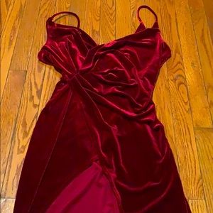 Velvet slit midi dress